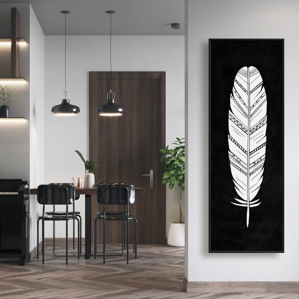 Bohemian White Bird Canvas | Feather with Patterns Home Decor