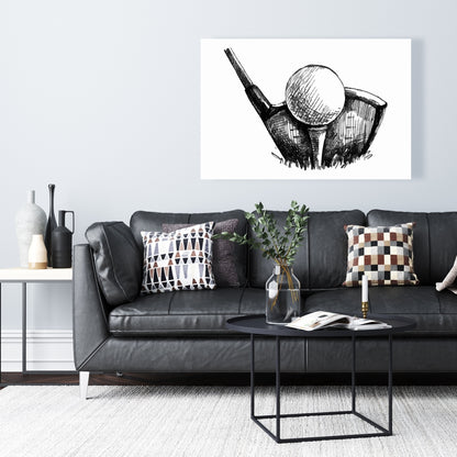 Toile noire et blanche « Balle de golf » - Décoration pour homme | Loisirs