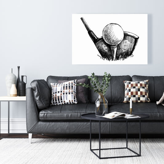Toile noire et blanche « Balle de golf » - Décoration pour homme | Loisirs