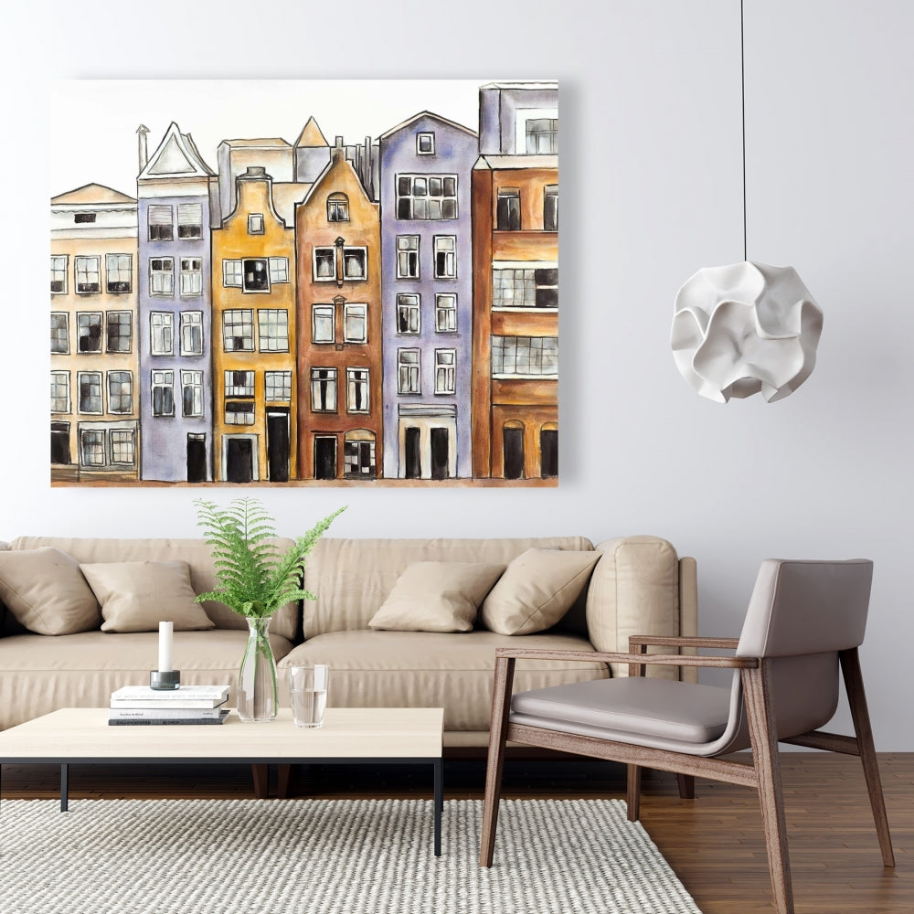 Amsterdam Houses Hotel Canvas | Home Decor Wall Art