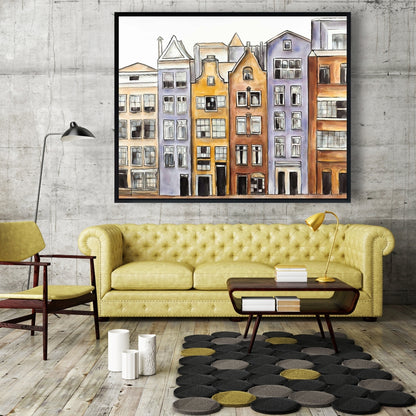 Toile de l'hôtel Amsterdam Houses | Décoration murale encadrée