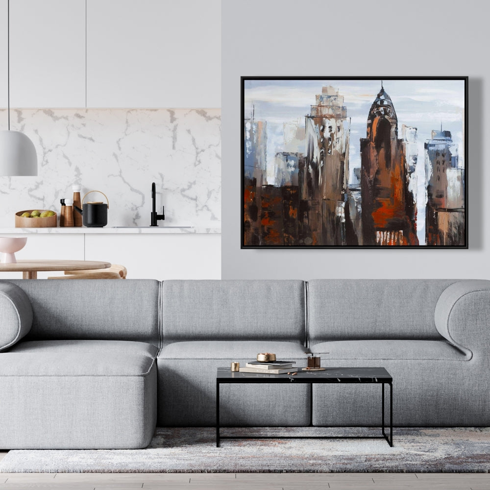 Gray Day in the City Framed Canvas - Modern Bedroom Decor