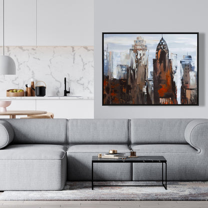 Gray Day in the City Framed Canvas - Modern Bedroom Decor