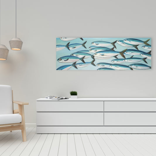 Small Fish of Caesio Caerulaurea Blue Canvas - Home Decor