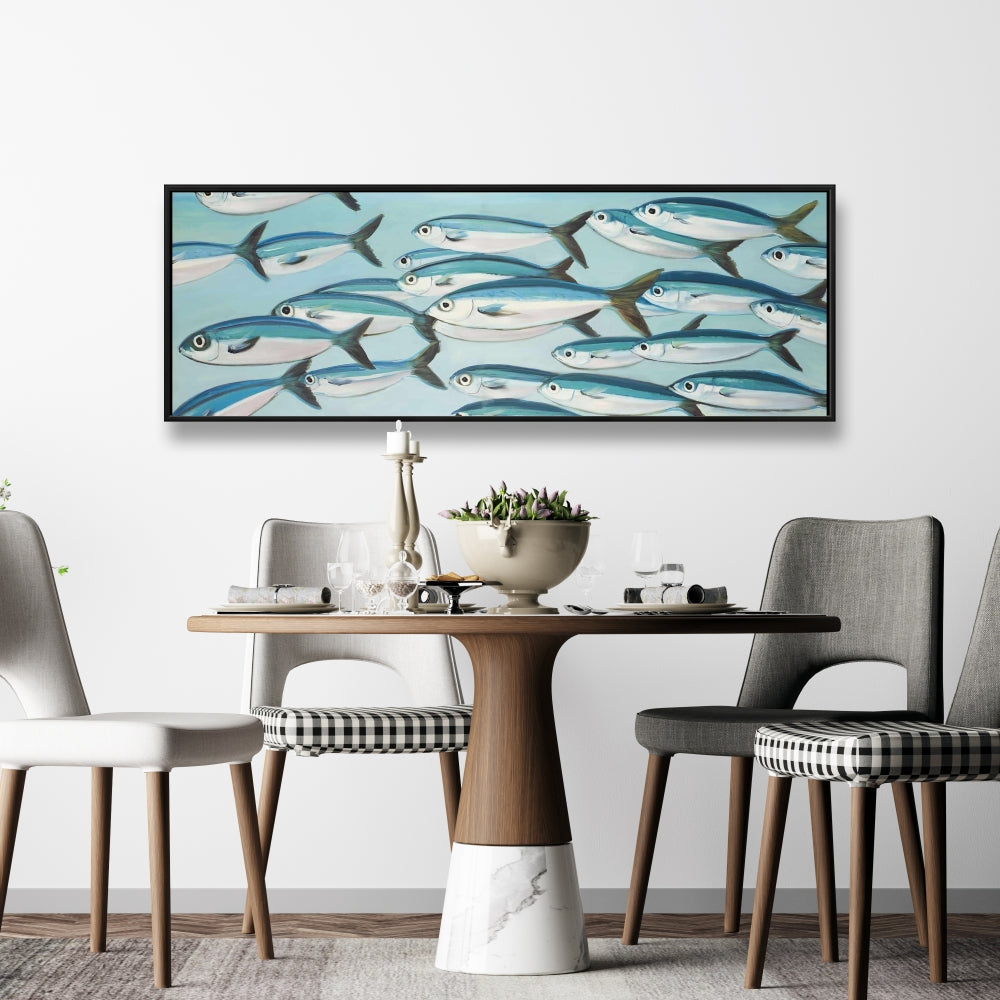 Toile Bleu Marine - Décor Petits Poissons Caesio Caerulaurea