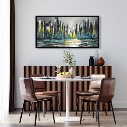 Abstract Blue Skyline Canvas | Bedroom Wall Art Decor