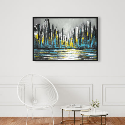 Abstract Blue Skyline Canvas | Bedroom Wall Art Decor