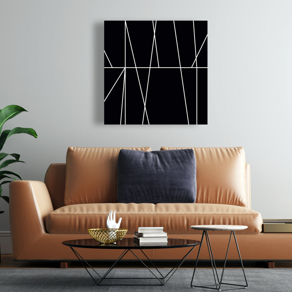 White Stripes on Black Canvas - Bedroom Shapes Home Decor