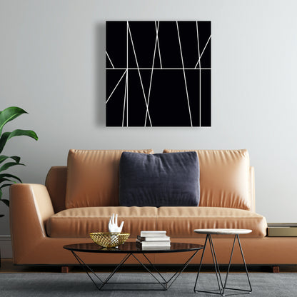 White Stripes on Black Canvas - Bedroom Shapes Home Decor