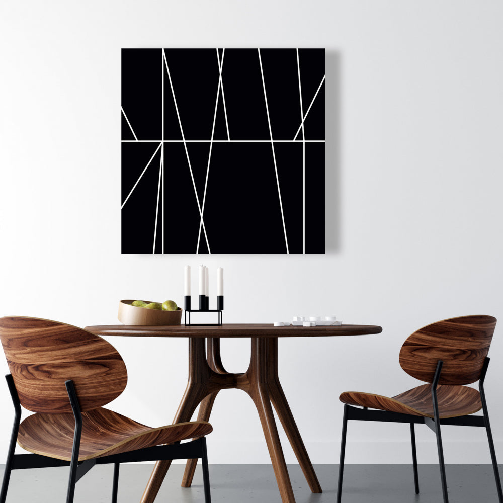 White Stripes on Black Canvas - Bedroom Shapes Home Decor