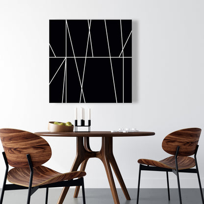 White Stripes on Black Canvas - Bedroom Shapes Home Decor