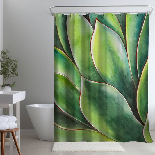 Exotic Green Watercolor Agave Shower Curtain | Home Decor