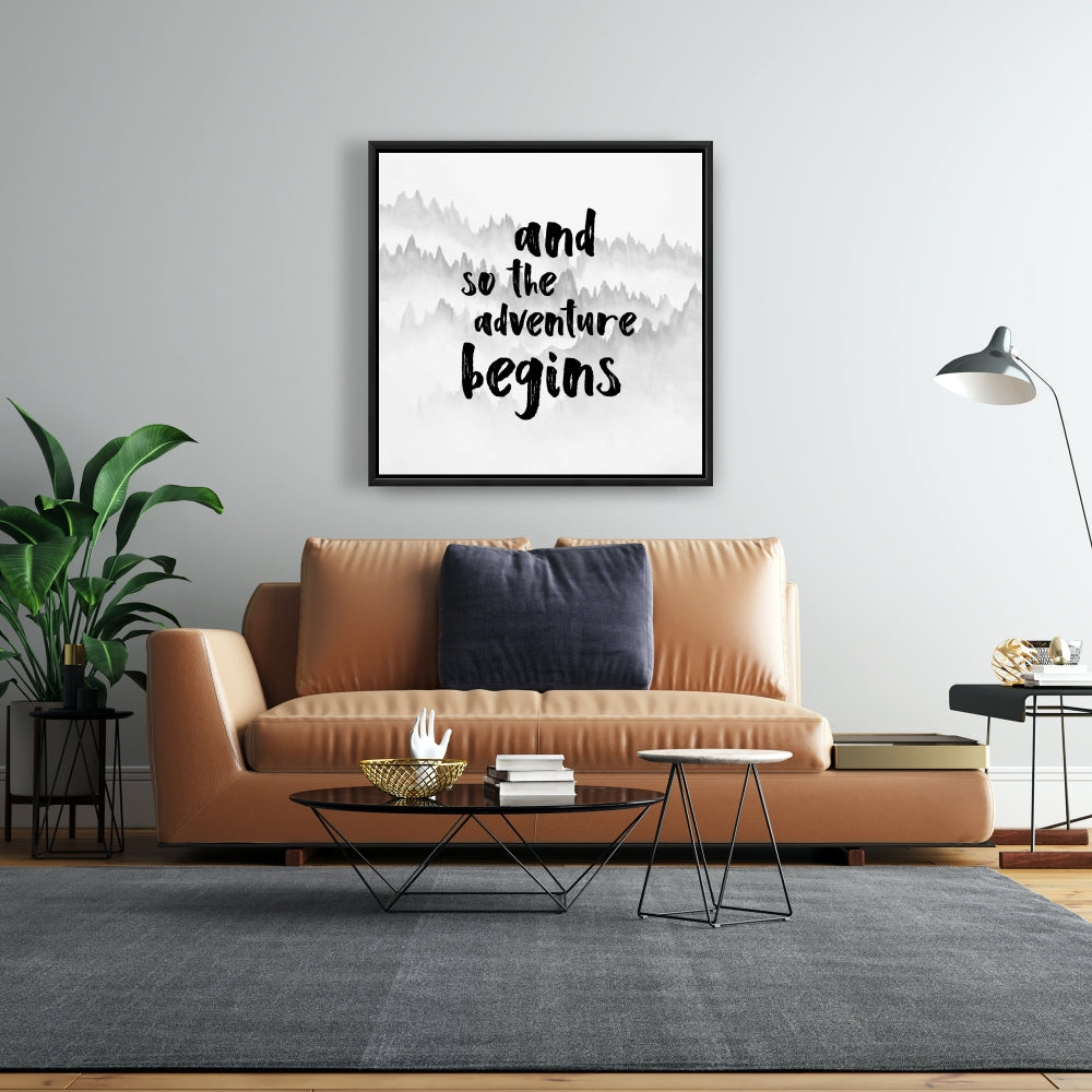 Toile monochrome « L'aventure commence » | Décoration d'intérieur