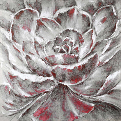 Gray and Pink Flower | Contemporary Gray Canvas Wall Art