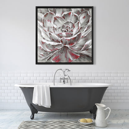 Toile à fleurs grises et roses | Décoration murale pour chambre grise
