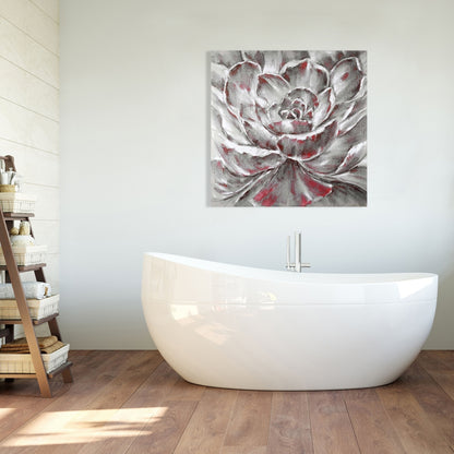 Gray and Pink Flower | Contemporary Gray Canvas Wall Art