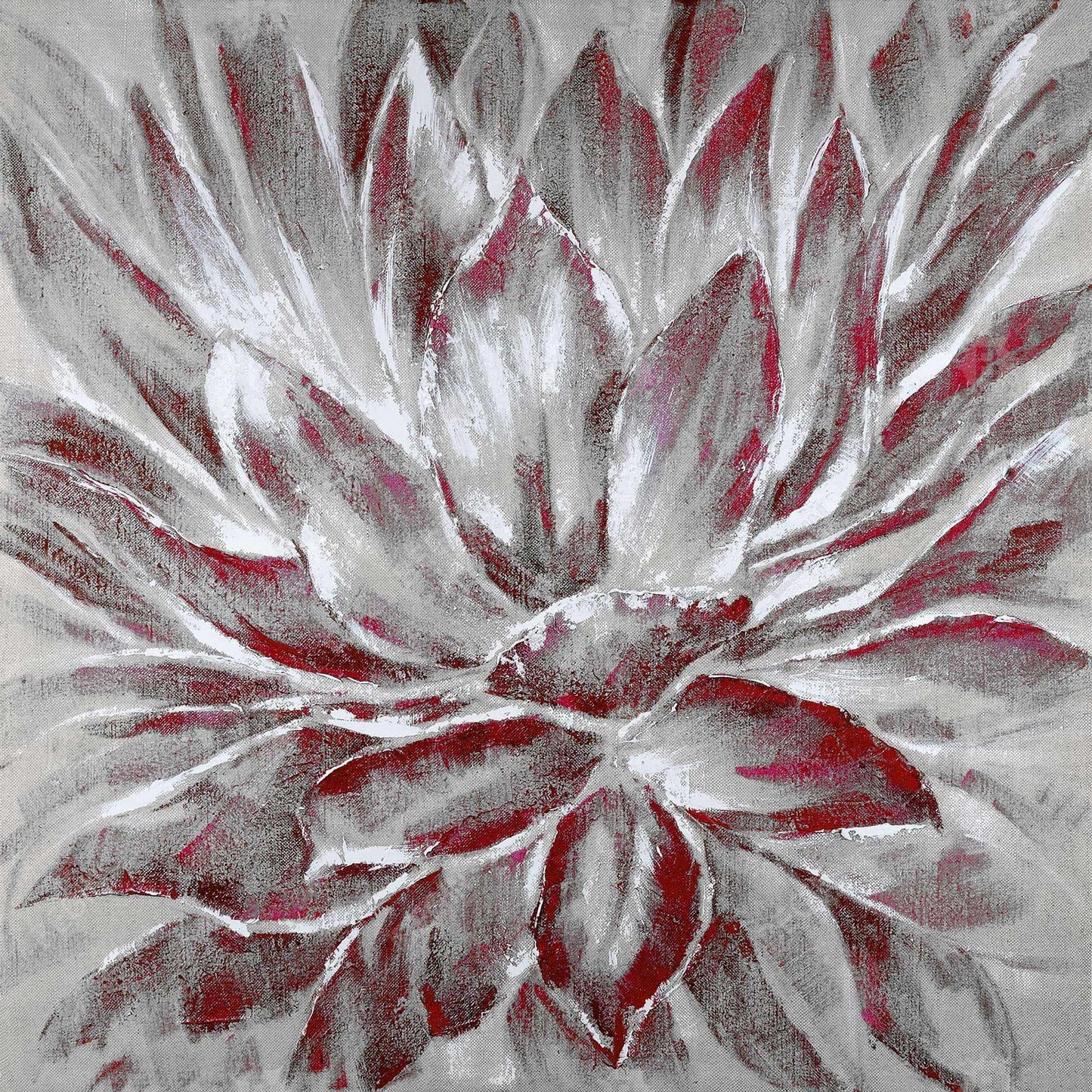 Red and Gray Flower Canvas - Modern Home Decor Wall Art