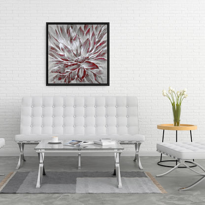 Red and Gray Floral Bedroom Canvas | Botanical Home Decor