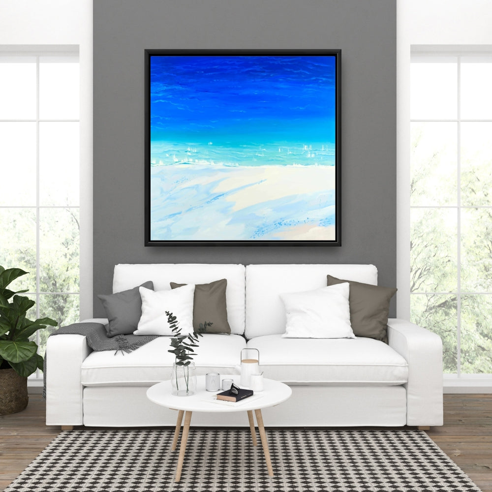 Blue Exotic Bathroom Canvas | Satellite View Ocean Decor