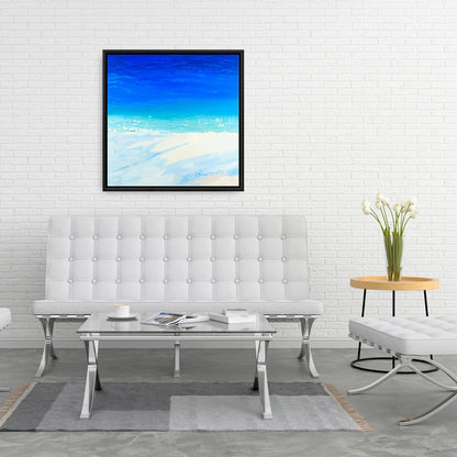 Blue Exotic Bathroom Canvas | Satellite View Ocean Decor