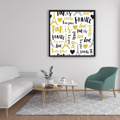 Bonjour la France Yellow Canvas | Bedroom Wall Art Decor