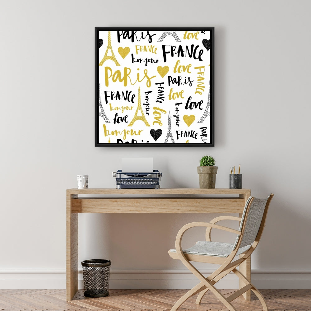 Bonjour la France Yellow Canvas | Bedroom Wall Art Decor