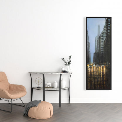 Evening in New York City Blue Framed Canvas | Home Decor