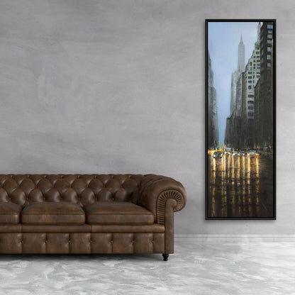Evening in New York City Blue Framed Canvas | Home Decor