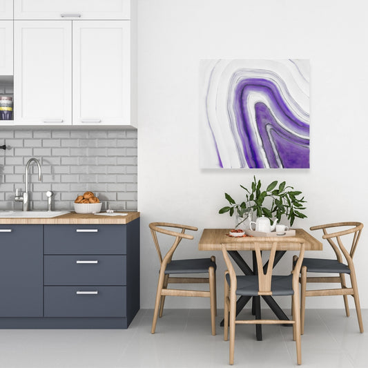 Toile Géode Ronde Violette – Décoration d'intérieur Minéraux Blancs