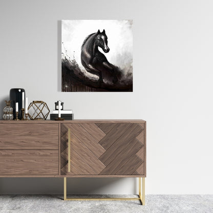 Monochrome Horse in Motion Canvas | Office Home Decor Art