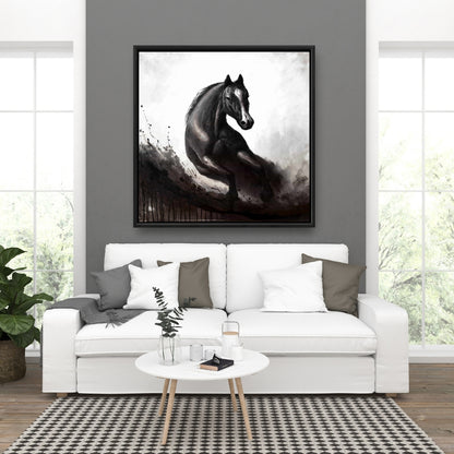 Horse in Motion Canvas - Monochrome Horse Wall Art Decor