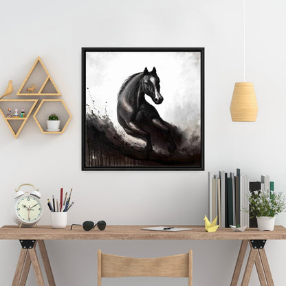 Horse in Motion Canvas - Monochrome Horse Wall Art Decor