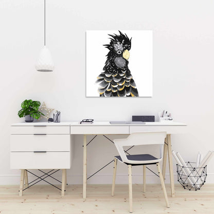 Red-tailed Cockatoo Parrot Canvas | Black Bird Home Decor
