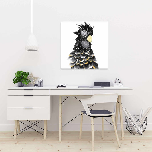 Red-tailed Cockatoo Parrot Canvas | Black Bird Home Decor