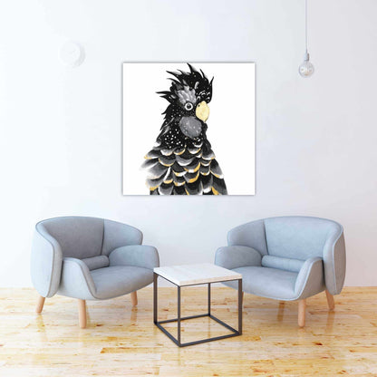 Red-tailed Cockatoo Parrot Canvas | Black Bird Home Decor