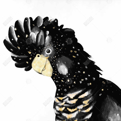 Toile encadrée représentant un perroquet cacatoès - Décoration de chambre blanche à plumes