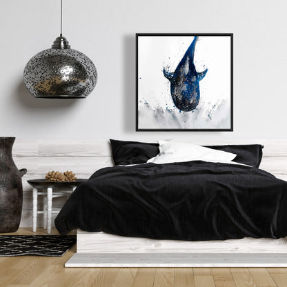 Toile encadrée bleue « Requin-baleine » | Décoration de salle de bain | Art de la maison