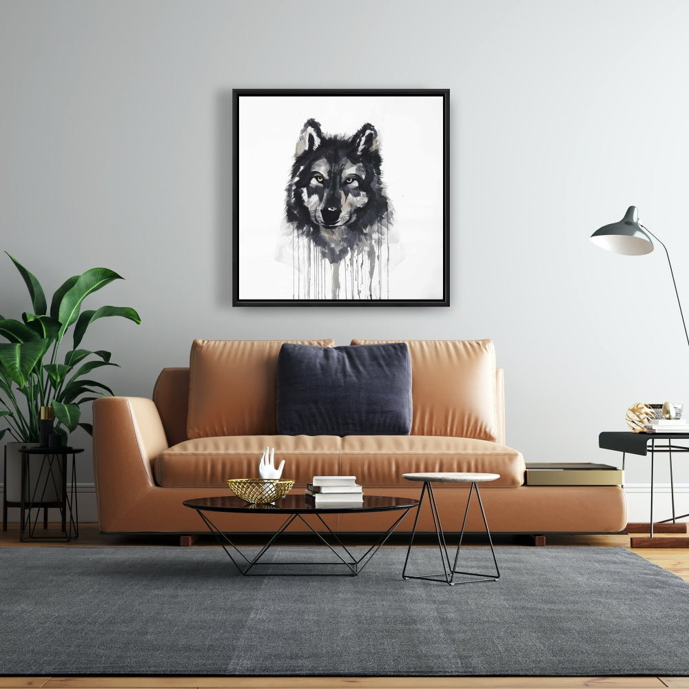 Mysterious Wolves Framed Canvas - Blue Animals Living Room Decor
