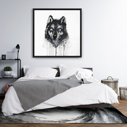 Mysterious Wolves Framed Canvas - Blue Animals Living Room Decor