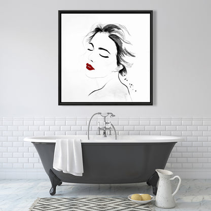 White Beauty Bedroom Canvas | Serenely Lady Watercolor Portrait
