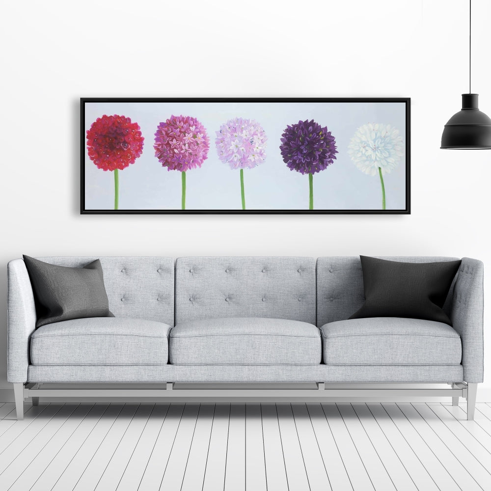 Romantic Bedroom Dahlia Pomponowa Floral Framed Canvas Decor