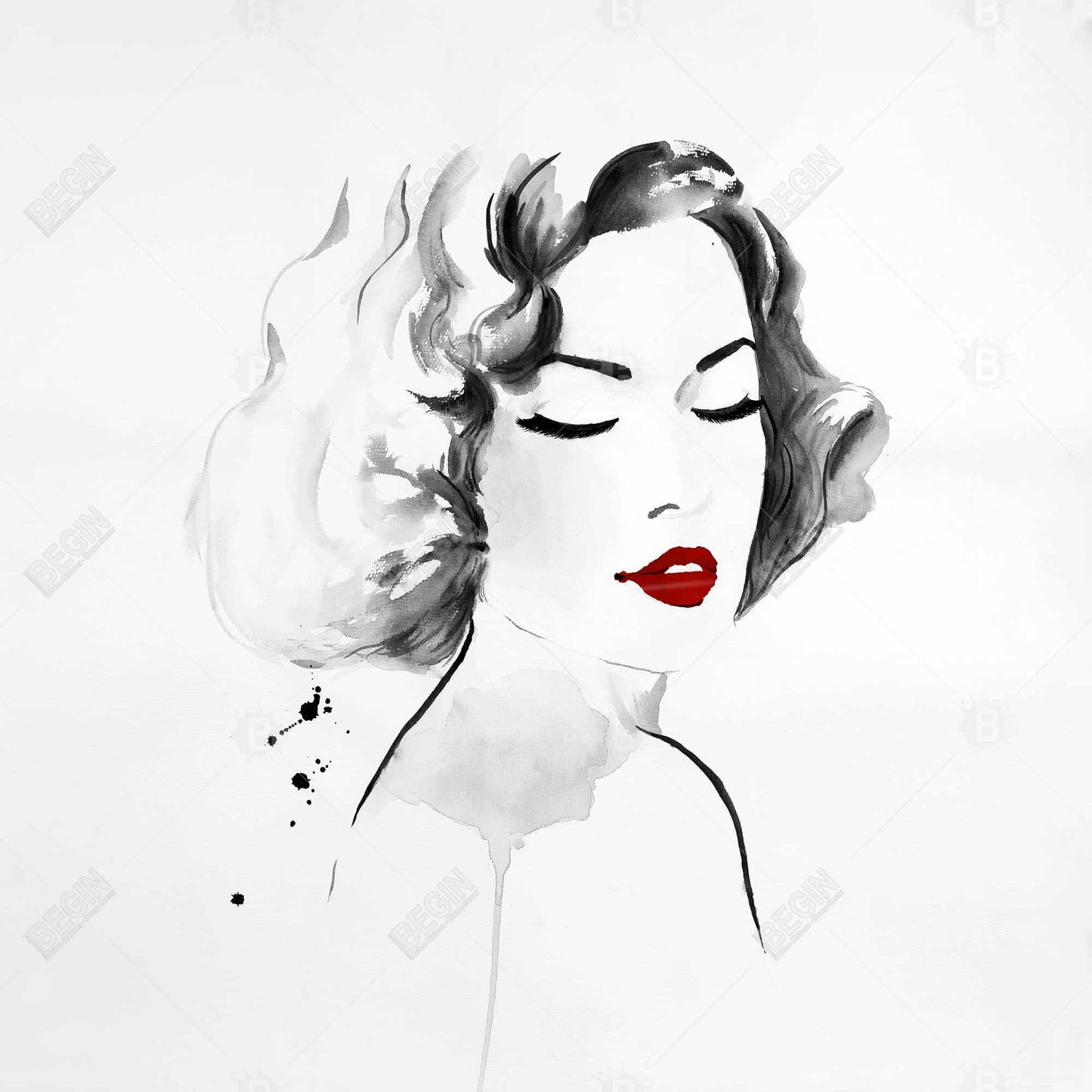Watercolor Woman Canvas | Figurative White Woman Home Decor
