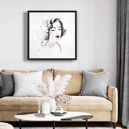 Watercolor Woman Minimalist Framed Canvas | Home Decor