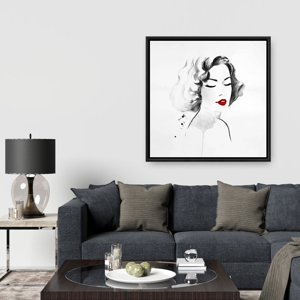 Watercolor Woman Minimalist Framed Canvas | Home Decor
