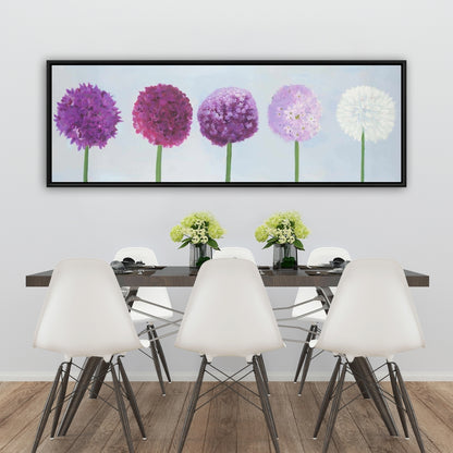 Toile à pompons dahlia violet romantique | Décoration murale