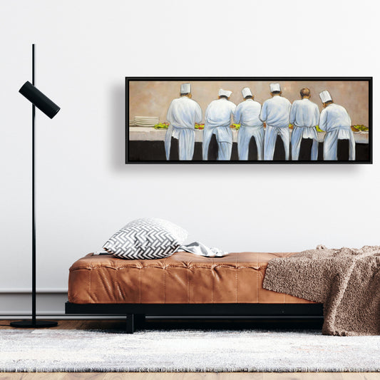 Cooks Chefs Working Together Framed Canvas | Kitchen Decor