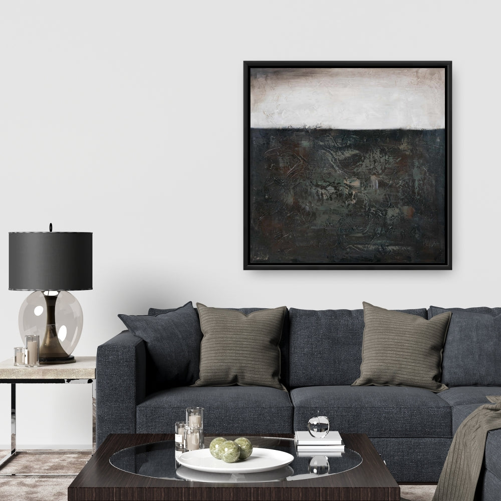 White Shapes Industrial Framed Canvas | Abstract Texture Decor