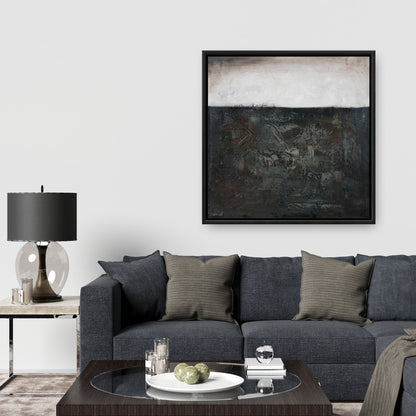 White Shapes Industrial Framed Canvas | Abstract Texture Decor