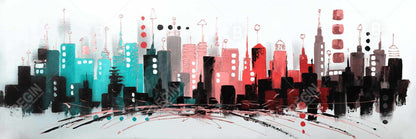 Toile encadrée or rose Paysage urbain | Décoration murale