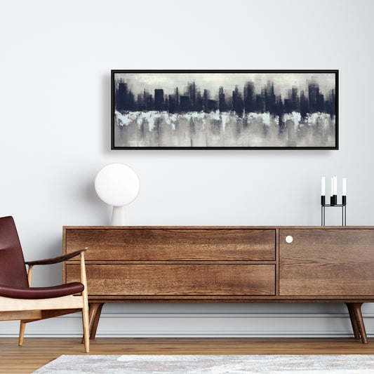 Toile industrielle bleu foncé | Décoration d'intérieur encadrée